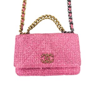 Chanel Tweed wallet on chain rose