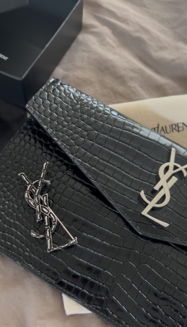 SET Uptown pouch crocodile YSL + YSL crocodile brooch - Image 5