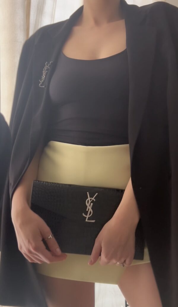 SET Uptown pouch crocodile YSL + YSL crocodile brooch - Image 6