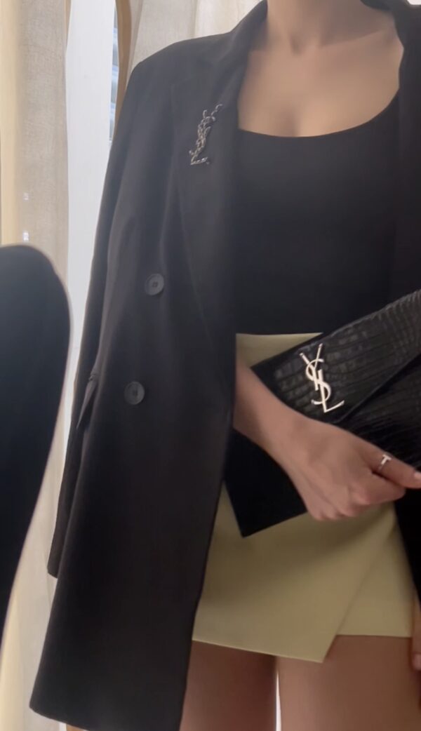 SET Uptown pouch crocodile YSL + YSL crocodile brooch - Image 8